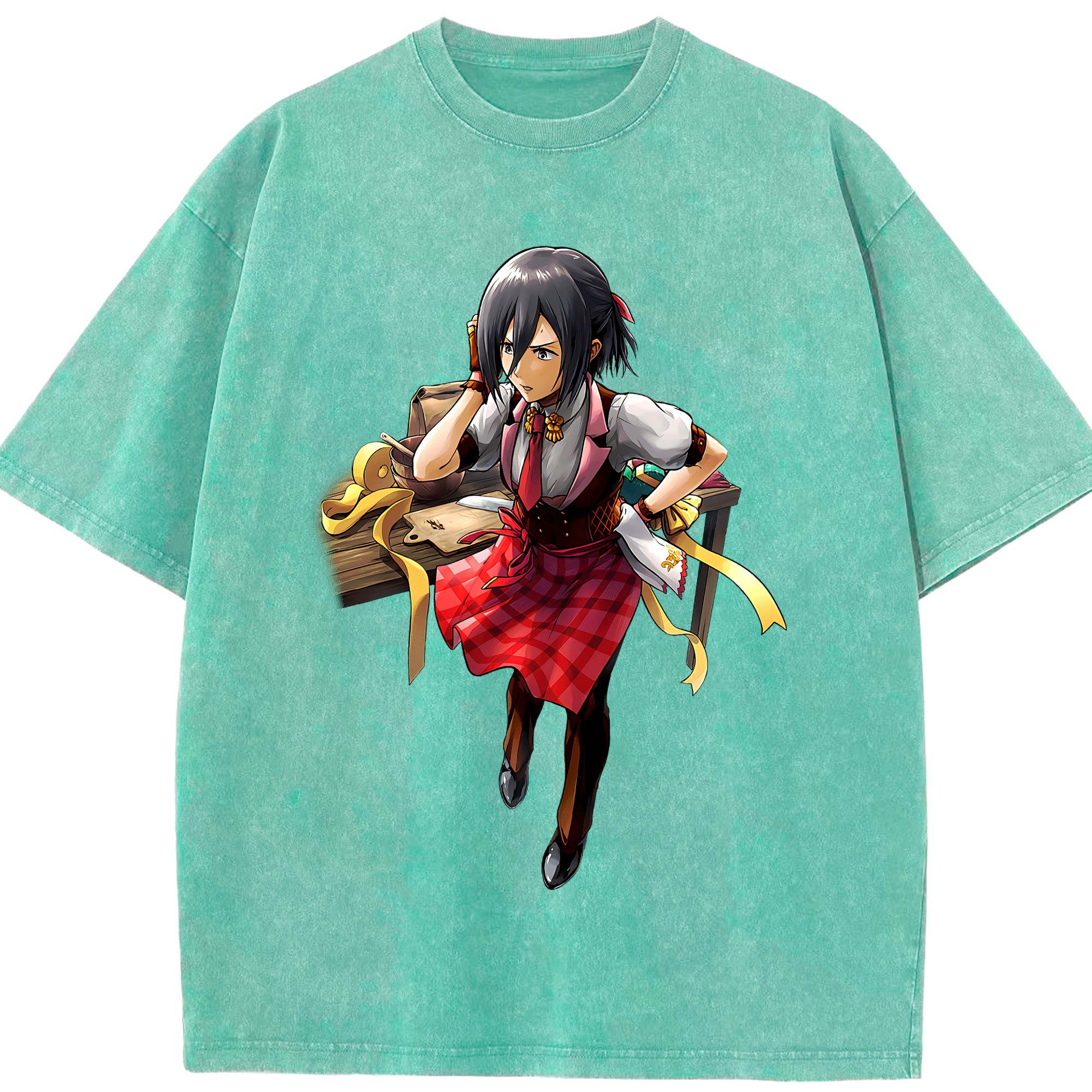 （画像用） 進撃の巨人 ミカサ·アッカーマン Attack on Titan Mikasa Ackerman 綿100% ヴィンテージ風 半袖Tシャツ（フロントプリント）